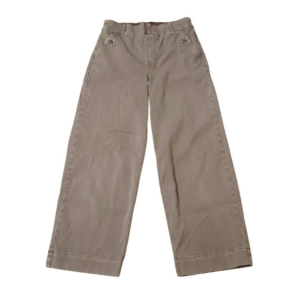 Spanx Super Smooth Brown Stretch Twill Cropped Wide Leg Pants M 20312R Office